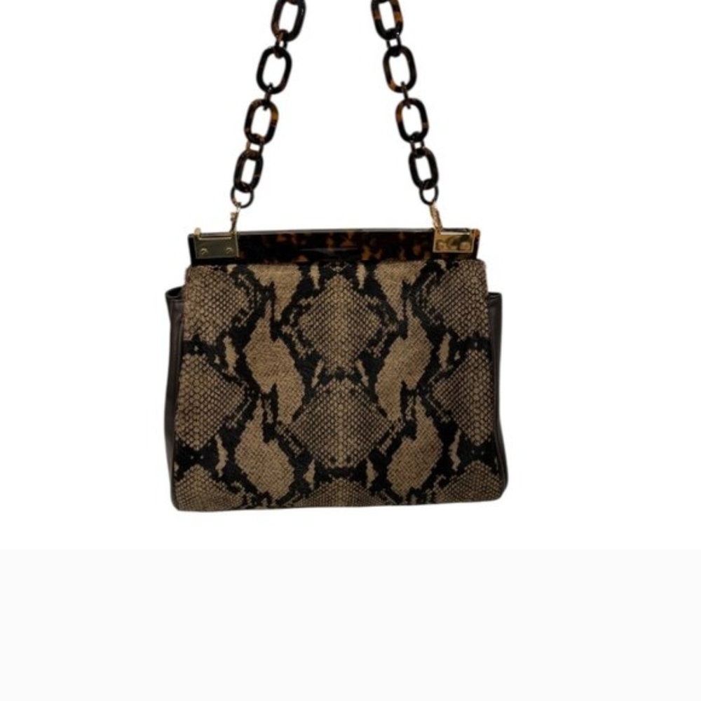 Tory Burch Black and Brown Snake Print Shoulder Bag - Picture 3 of 3